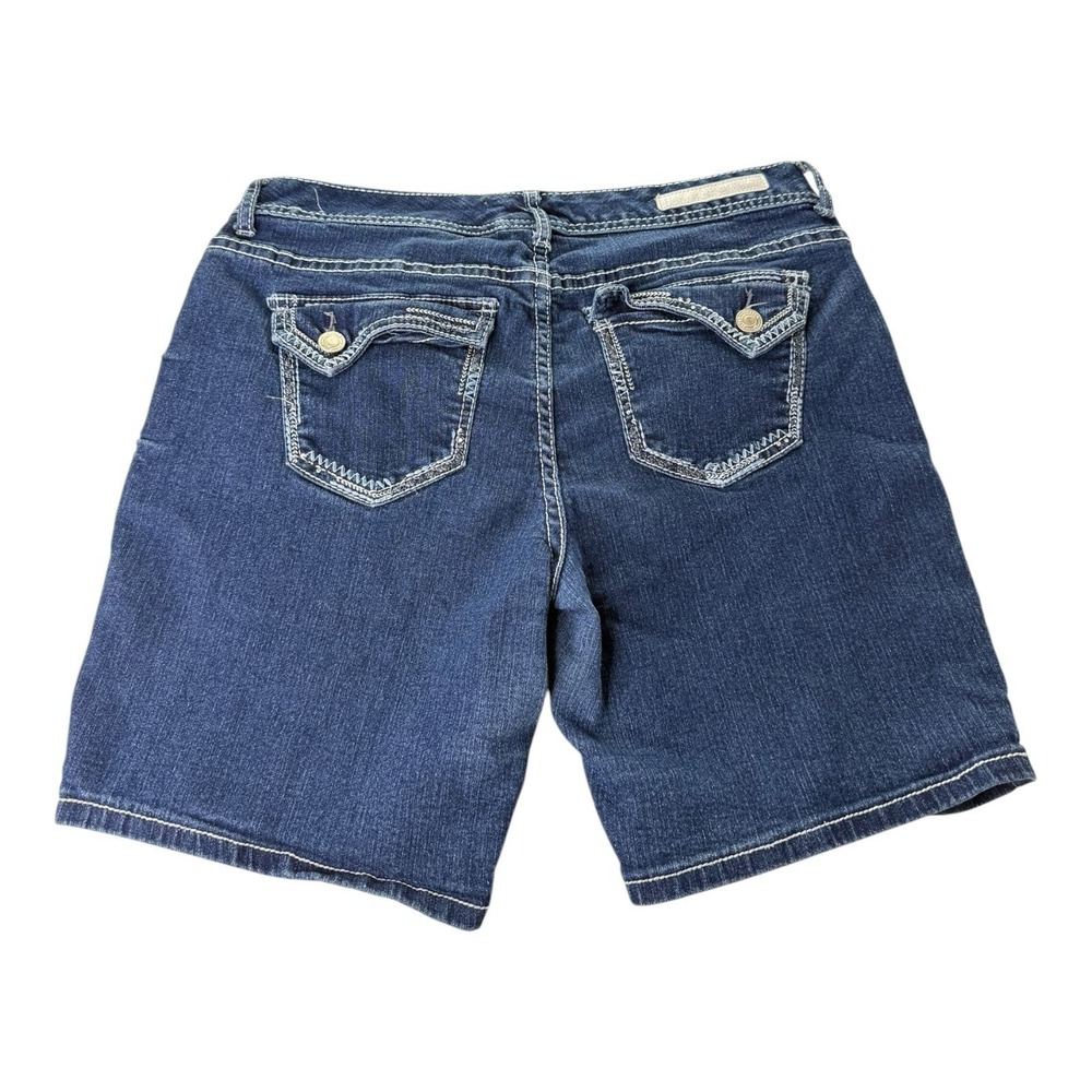 Rhythm In Blues Women's Denim Shorts Size 10 Blue Stretch Jean Bermuda Shorts
